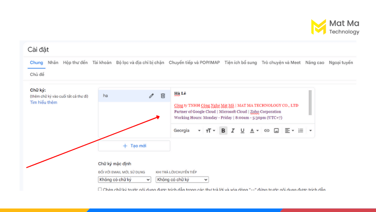 Cách tạo chữ ký Gmail bước 5