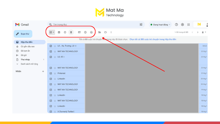 Cách xoá tất cả các thư trong Gmail