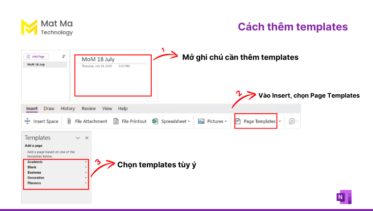 templates trong OneNote