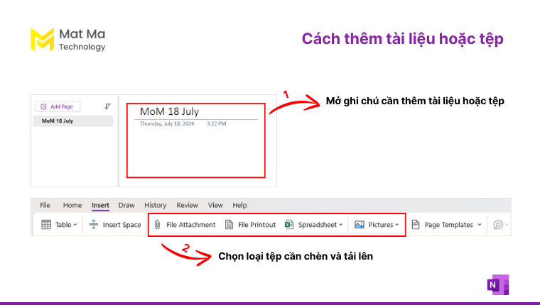 đính kèm tệp OneNote