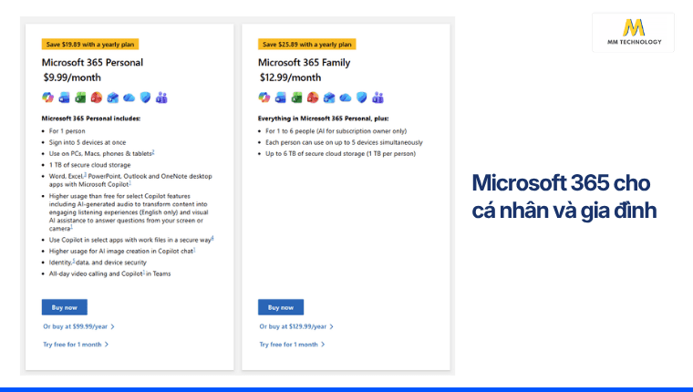 Microsoft 365 cho cá nhân và gia đình
