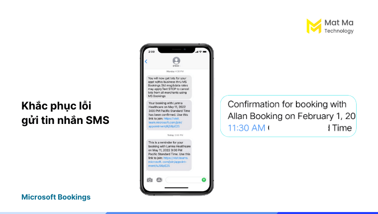 Gửi tin nhắn SMS trên Microsoft Bookings