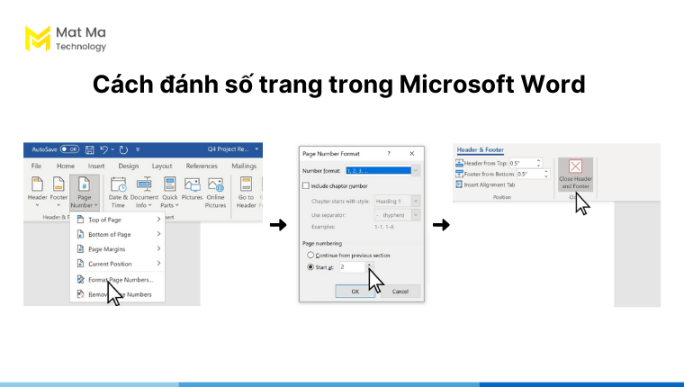 Cách đánh số trang cho văn bản