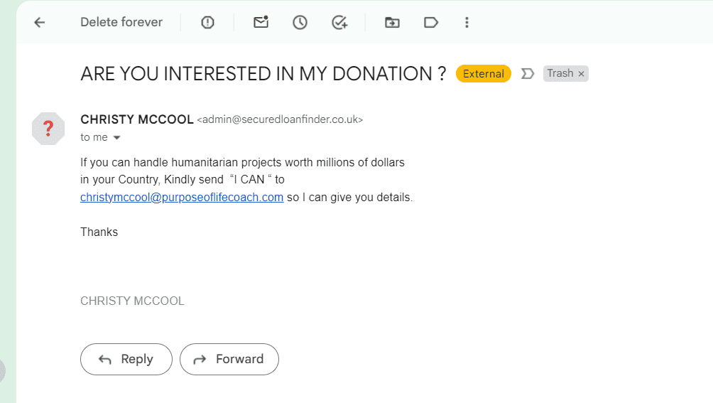 email lừa đảo từ thiện