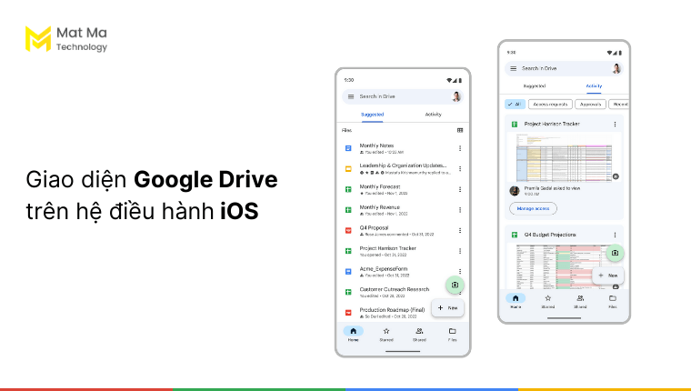 Giao diện Google Drive trên iOS