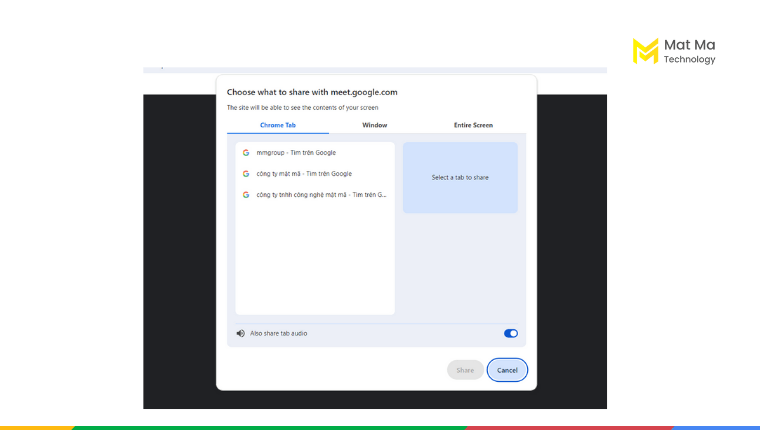Chia sẻ màn hình Google Meet bước 3