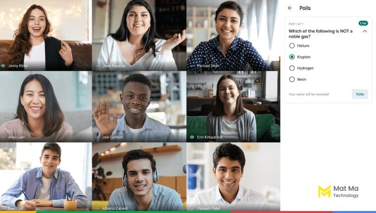 Giao diện của Google Meet