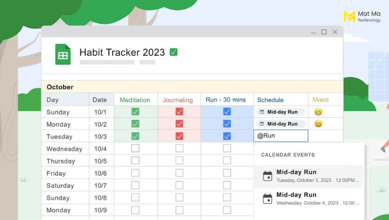 Giao diện của Google Sheets