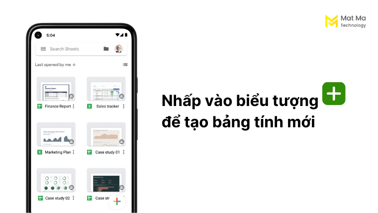 Tạo bảng tính mới trên điện thoại