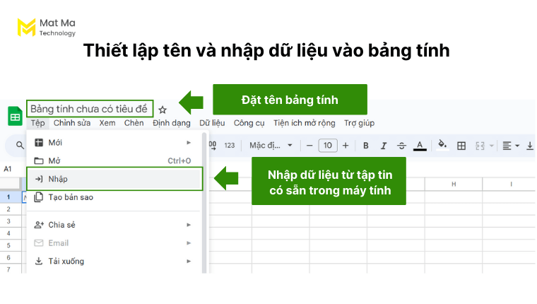 Nhập dữ liệu vào Google Sheets