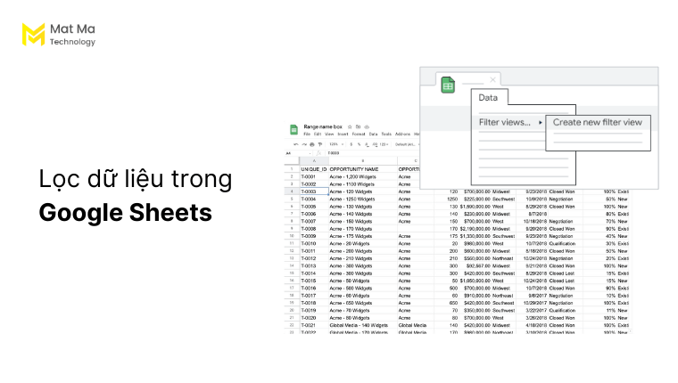 Lọc dữ liệu trong Google Sheets