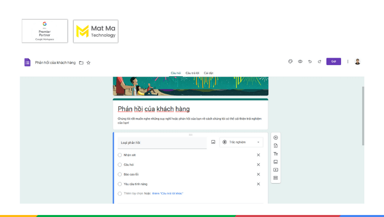 Dạng câu hỏi trong Google Forms