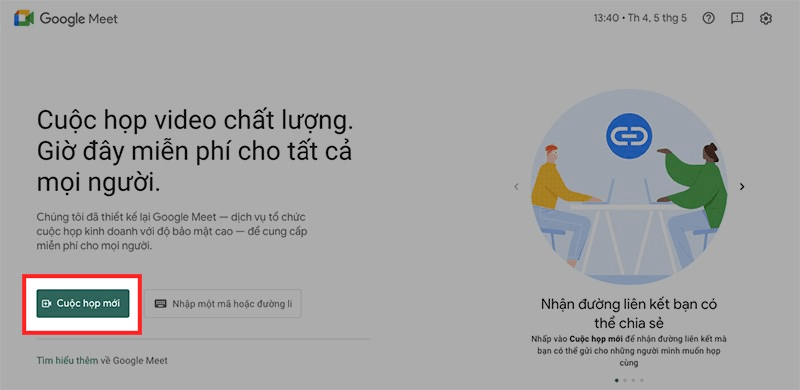 Họp trực tuyến với Google Meet