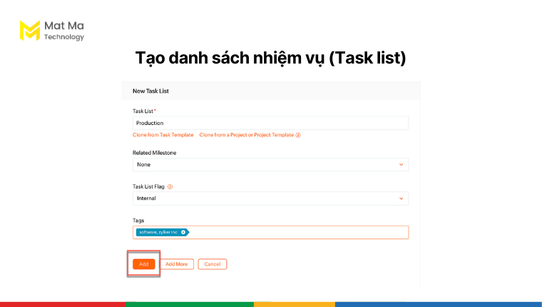 Tạo Task list trong Zoho Projects