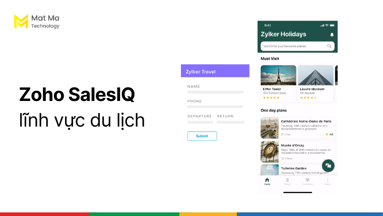 Giao diện Zoho SalesIQ cho lĩnh vực du lịch