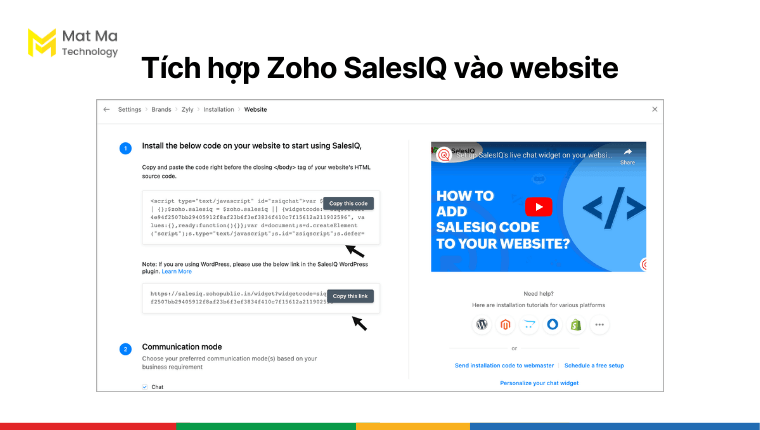 Sao chép mã vào website