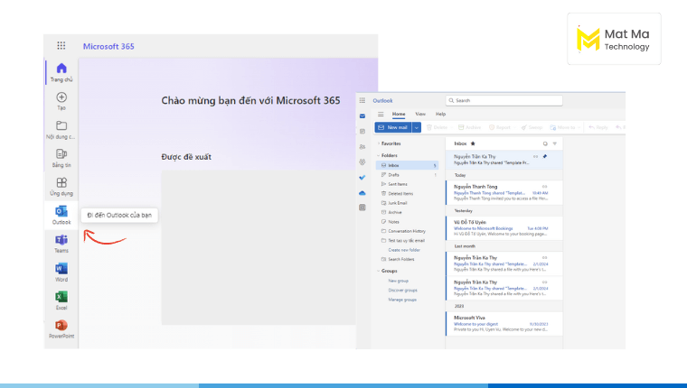 Mở outlook trên web