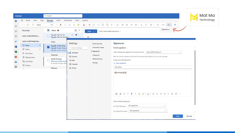 Cách tạo chữ ký trên mail Outlook