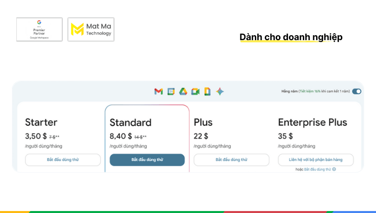 bảng giá google drive doanh nghiệp