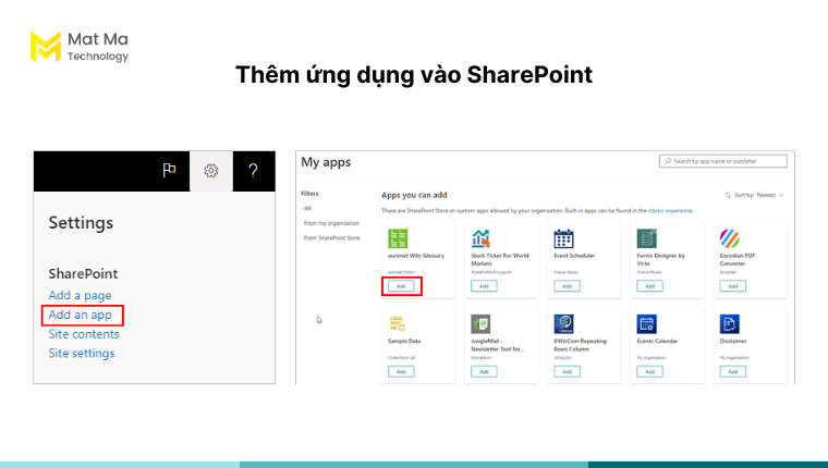 Tích hợp các ứng dụng trong Microsoft SharePoint