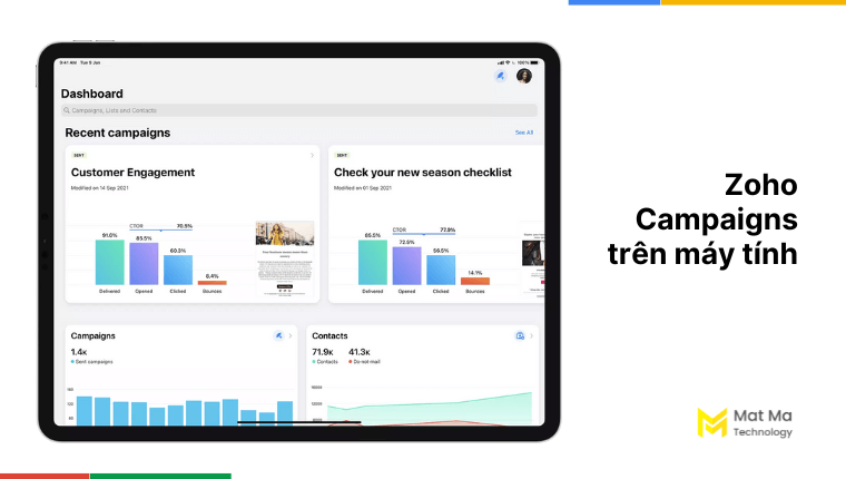 zoho campaigns trên máy tính