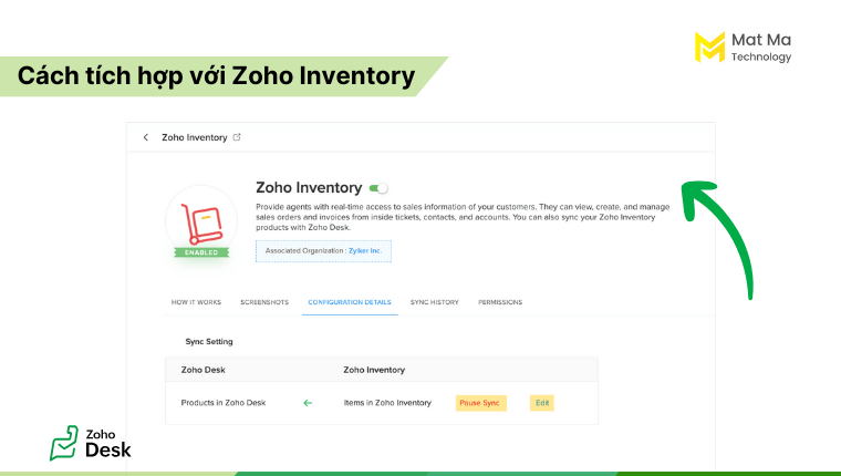 Tích hợp Zoho Desk với Zoho Inventory