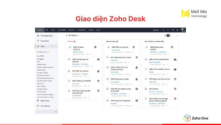 giao diện của Zoho Desk trong Zoho One