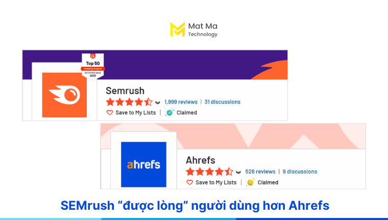 đánh giá từ người dùng Ahrefs và Semrush