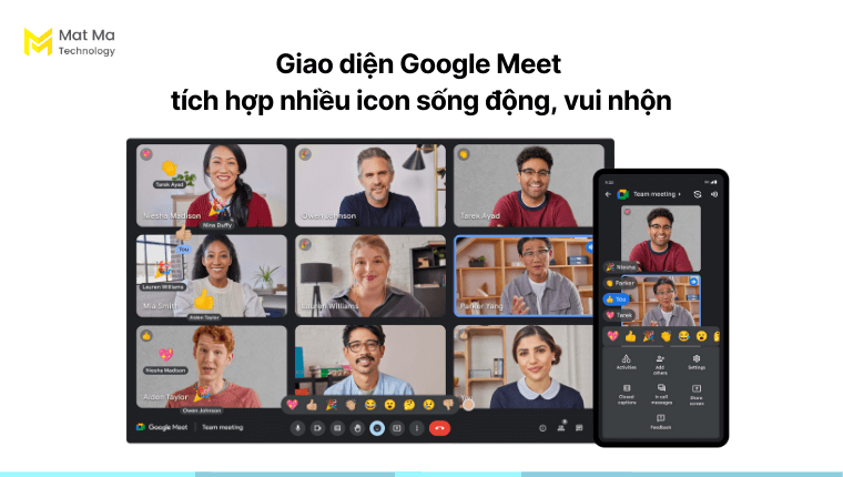 so sánh Zoom vs Google Meet vs Microsoft Teams: Google Meet hỗ trợ nhiều icon