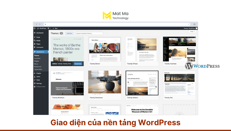 Giao diện dễ sử dụng của WordPress