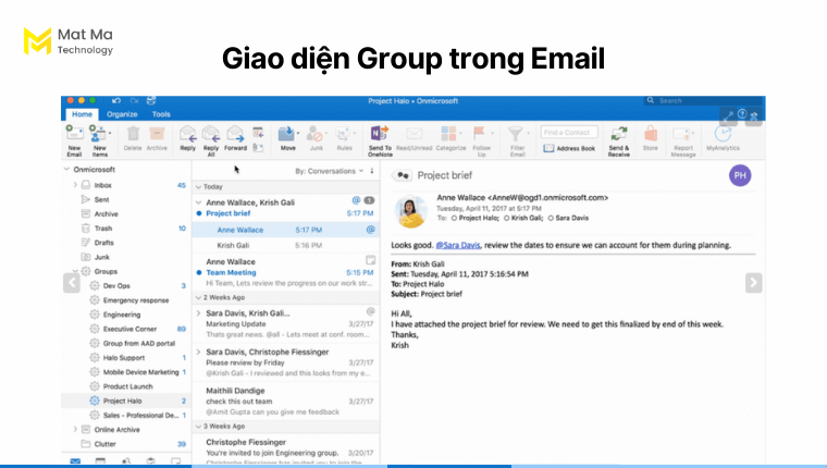 Giao diện Group trong Outlook