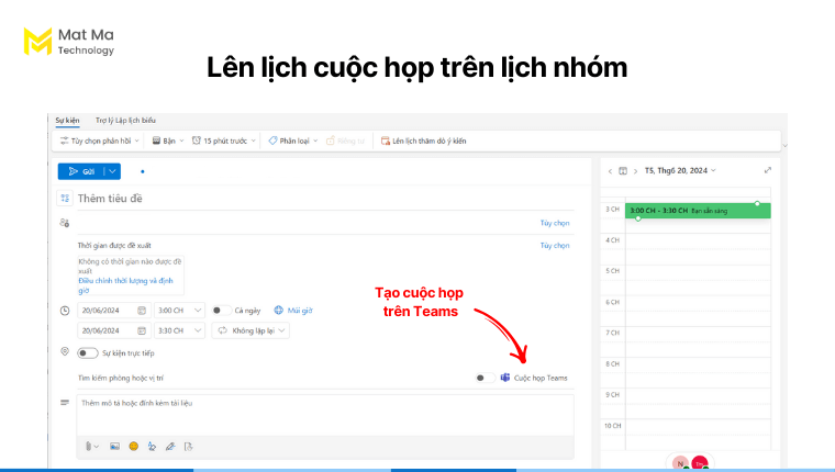 Lên lịch cuộc họp trên lịch nhóm