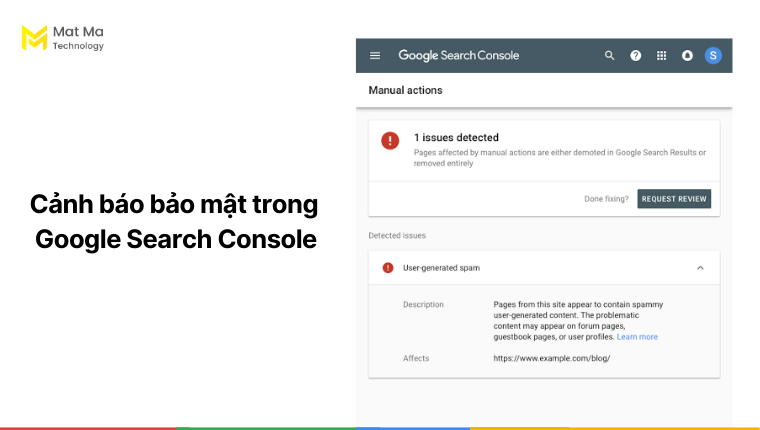 Cảnh báo bảo mật Google Search Console