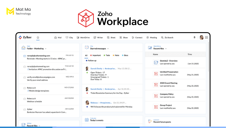 Các ứng dụng Zoho Workplace