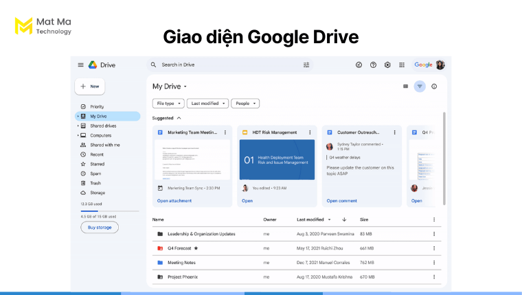 Giao diện Google Drive