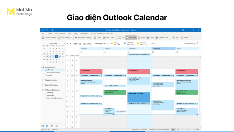 Giao diện Outlook Calendar