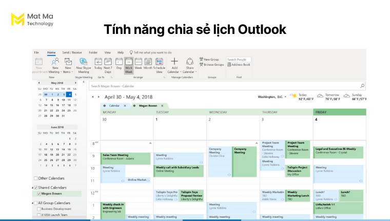 Chia sẻ lịch Outlook