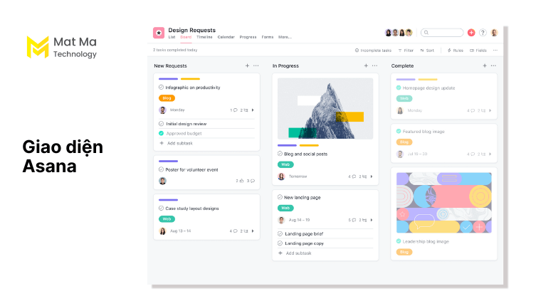 giao diện Asana
