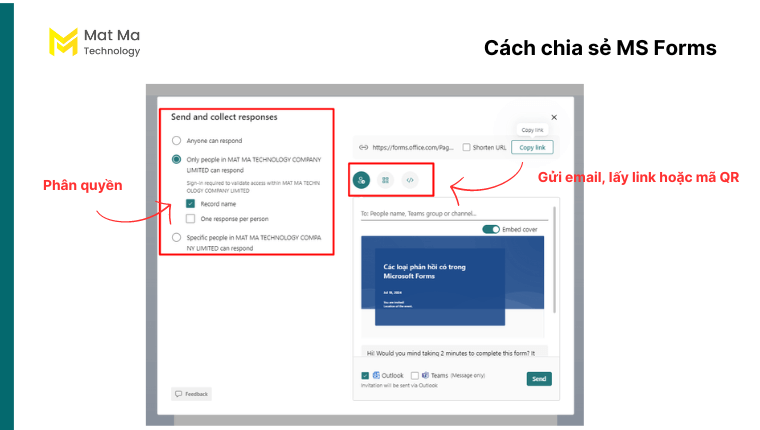 Cách chia sẻ MS Forms