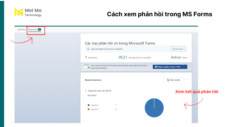 Cách xem phản hồi trong MS Forms