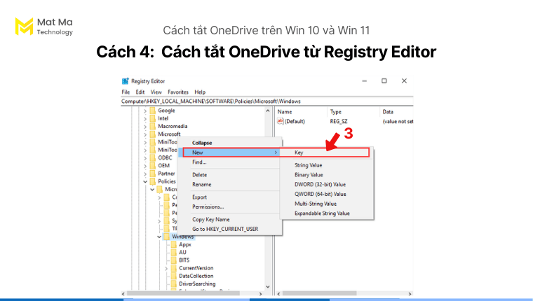 Thiết lập Key trên giao diện Registry Editor