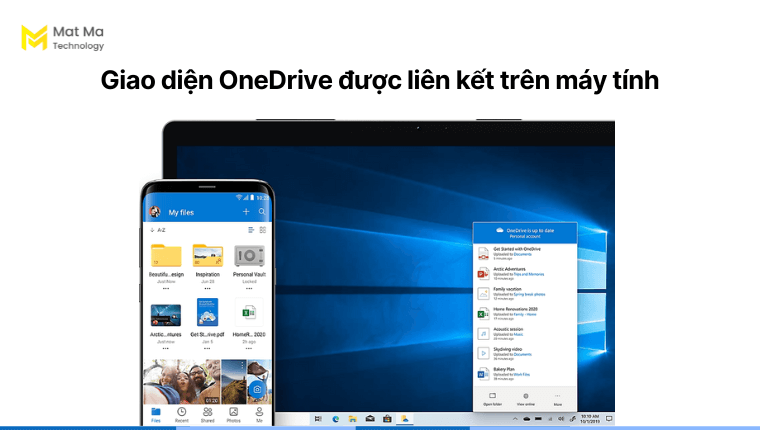 Giao diện OneDrive trên thiết bị máy tính