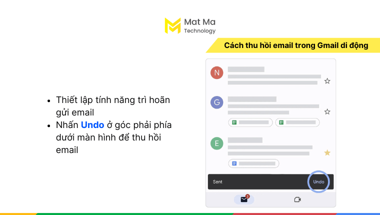 unsend trong Gmail di động