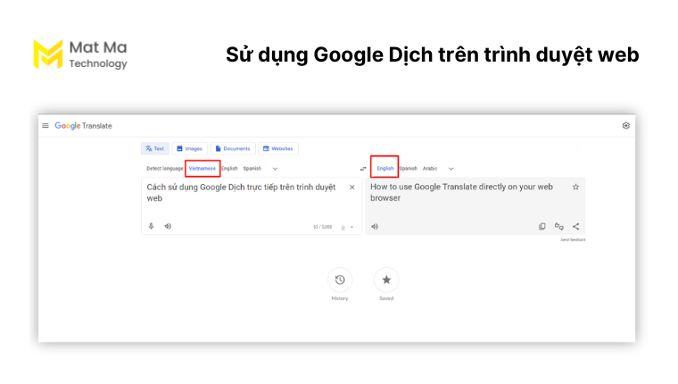 Sử dụng Google Dịch trên trình duyệt web