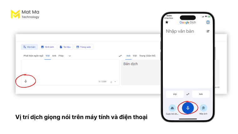 tính năng dịch giọng nói của google translate