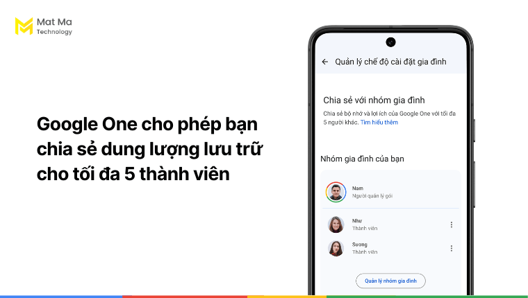 Tính năng chia sẻ tối đa 5 thành viên