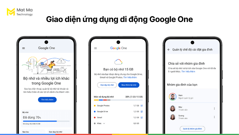 Giao diện Google One trên ứng dụng di động