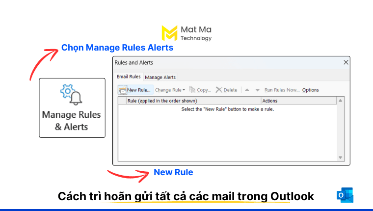 trì hoãn gửi email trong outlook