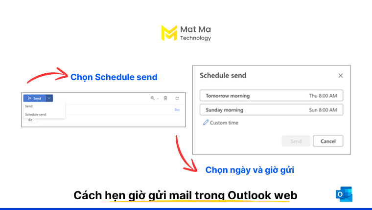 cách hẹn giờ gửi mail outlook web