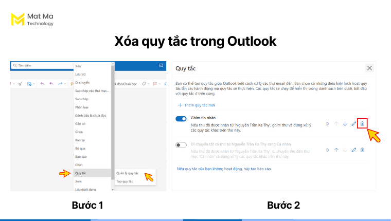 Xóa quy tắc trong Outlook